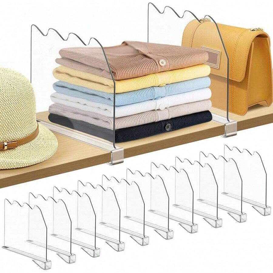 Organizador ajustable de bolsos DoubleCare para el armario, organizadores transparentes de bolsos para armarios, divisores de bolsos y carteras para el armario, soporte para bolsos, estantería para dormitorio, oficina, 8 CAPAS... - 10 piezas - Ver 1
