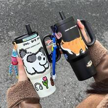 Cốc đá lớn bằng thép không gỉ 316, dung tích lớn, có ống hút, hoàn hảo cho ô tô, có tay cầm. - Nhiều màu - Xem 2