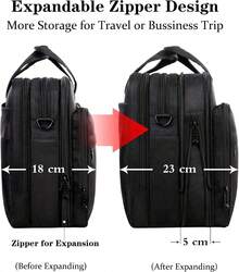 MANCRO Laptop Bag 17 Inch, Large Laptop Messenger Shoulder Handbag Expandable With 2 Compartments For Men, Waterproof Business Travel Work Bag Briefcase For 17 Inch Notebook Computer Tablet,Black - Black - View 6