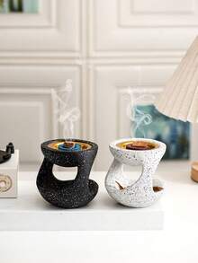 1 Stück Hand-Räuchergefäß aus Kunstharz, Schwarz/Weiß, Stil, Räucherstäbchenhalter im orientalischen Stil, für Zuhause, Schlafzimmer, Wohnzimmer, Büro, Hotel, Festival-Dekoration, Cut Out Rücken