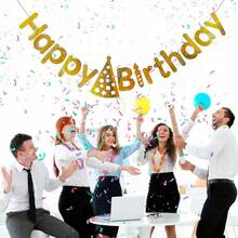 1pc 55.11" Birthday Party Banner, Gold & Silver - Paper Wreath Decor, Easy Hanging, Indoor/Outdoor Decoration Suitable For Garden, Fence, Balcony Celebration