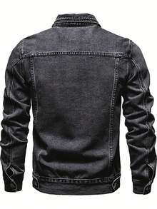 Men's Slim Fit Denim Jacket, Classic Fashion With Pockets, Autumn And Winter Men's Jean Jacket - 查看 6