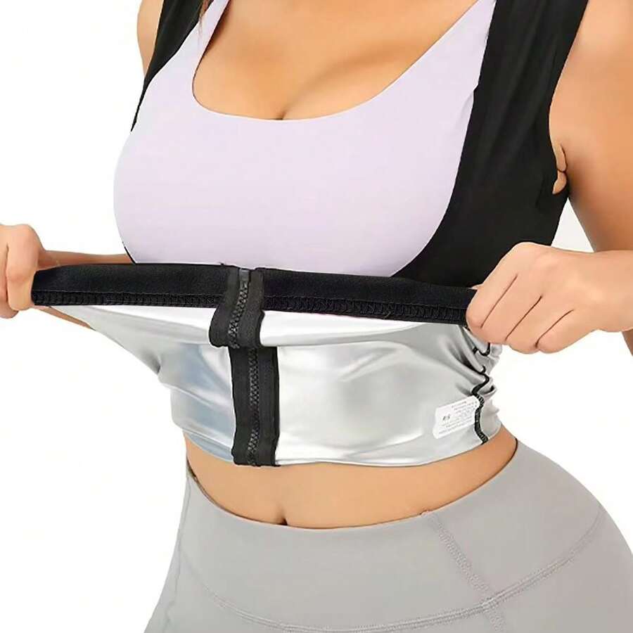 1 pieza Traje de sauna para mujer, Cinturón de entrenamiento para la cintura, Cinturón para sudar, Cinturón para la cintura, Ropa de yoga - Para deportes, ejercicio, accesorios de gimnasio para entrenamiento físico - Plateado - Ver 1