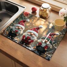 1 Pack Of 3 Santa Claus, Snowman And Snowflake Printed Silicone Coffee Drink Coasters, Anti-Slip & Super Absorbent Washable Drainage Mats For Countertop, Kitchen, Dining Table, Holiday Decor