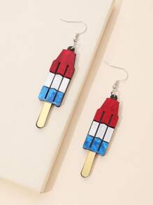 1 par de pendientes casuales con gota de color bandera de EE. UU. y estrella de acrílico para mujeres y niñas, accesorios patrióticos para el Día de la Independencia