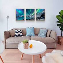 3Pcs Abstract Wall Art Prints, Framed Canvas Wall Art Geometric Line Sunset Artwork Paintings, Living Room Bedroom Dining Room Home Decoration Framed Canvas Print Decorative Painting, Interior Home Wall Decoration Art