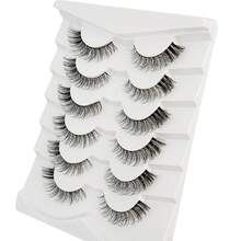 False Eyelashes Strip Lashes Wispy  Cat Eye Lash Fake Eyelash Natural Look Volume 18mm Mink Fluffy Fox Eyelashes 7 Pairs Pack 9D
