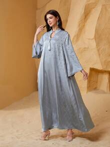 Women's Satin Diamond Luxury Kaftan Dress - NC14 - View 8