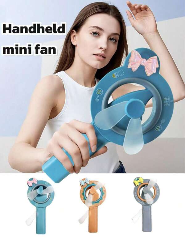 Mini ventilador portátil - Ventilador pequeno de mão com desenho animado, silencioso e com alto fluxo de ar para mesas de estudantes e escritórios, essencial para o resfriamento no verão! Ventilador pessoal compacto, dispositivo de resfriamento para viagens e acampamentos ao ar livre
