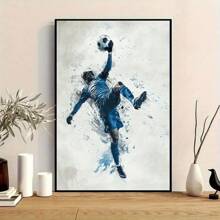 1 PAC Wall Arts ,Posters ,Football ,Modern Abstract Football Canvas Art Print - Bright Blue Football Player Wall Decoration, Suitable For Living Room, Bedroom, Office - High Quality UV Resistant Oil Painting Style Poster, Perfect Gift Creativity, Football Room Decoration
