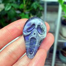 1 Stück 4 cm natürliche Obsidian/Spektrolit Feldspat Gesichtsmaske, geschnitzte Quartz Kristall, Kristall Figur, Wohndekoration, Kristall Chakra Geschenk, Kristall DIY Zubehör (Zufällige Lieferung)