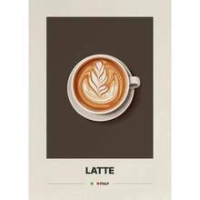 1 pieza Regalo Póster de arte vintage en lienzo con diseño minimalista de café, latte, capuchino y moca para decoración del hogar y cafetería, opcional con marco - Multicolor - Ver 25