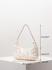 Bolso de hombro con lentejuelas brillantes, accesorio de moda adecuado para vestidos de fiesta, bolso de mujer de estilo premium, bolso para graduación, vestidos de graduación para mujer, accesorios para graduación, bolso elegante de mujer, artículos para bodas, bolso con brillo de patrón aleatorio para graduación/fiesta