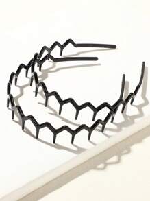 4 Peças Tiara de Cabelo Preta com Dentes Ondulados, Simples, Anti-Deslizante, Adequada para Lavagem de Rosto e Cuidados com o Cabelo, Acessórios de Cabelo Unissex, Tiara em Zigue-Zague