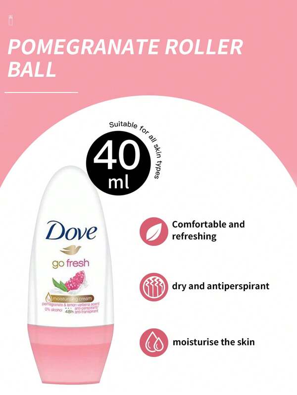 Dove Desodorante Roll-On Dove 40ml, Nova Romã, Para Mulheres