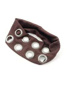 1pc Punk Girl Hollowed Out Eyelets Wide Elastic Headband Stretchy Metal Rock Steampunk For Sports Casual Headbands Hair Accessories,Turban Headband, Hairband