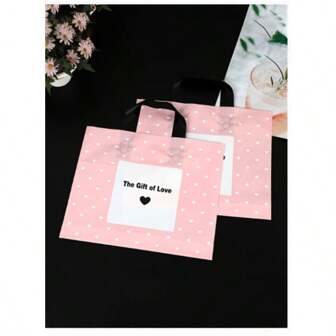 10pcs/Pack Printed Plastic Carrier Bags, Apparel Store Gift Packaging Shopping Bags