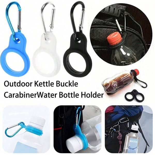 3 Stücke Sport Wasserflasche Zubehör - Haken in Schwarz, Weiß und Blau Kombination, tragbarer Wanderhaken, lässiger Wasserflascheclip, strapazierfähiger Getränkehalter, Rucksack Zubehör