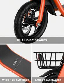 WIND HORSE 12.5" Electric Scooter With Basket For 12+ Ages, 20 Miles Range, Up To 15.5 MPH, Dual Disc Brakes, 265LBS Max Load,  672W Peak Motor Foldable Electric Scooter For Adults Commuting Shopping