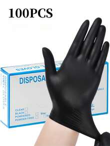 4/20/50/100pcs Disposable Nitrile Gloves, Durable Elastic Multi-Purpose Household Cleaning Shield, Waterproof For Kitchen, Tattoo, Hair Dye, Salon, Pet Care (Black) - Powder-Free, Waterproof, Ambidextrous - Black - View 16