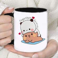 1 pièce Tasse à café en céramique Bubu Dudu - 11 oz, tasse de fantaisie réutilisable, lavable en machine. Conception d'ours "Love Forever", cadeau parfait pour les couples, tasse de Pâques pour épouse, époux, Noël, Saint-Valentin, anniversaire et cadeaux de vacances, tasse à thé, petit ami et petite amie, ustensiles de boisson d'été et d'hiver, parfait pour femme, sœur, amie, patron, employé, collègue, grande tasse de bureau, retour à l'école