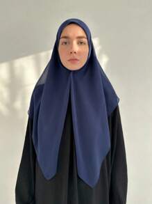 1pc Solid Color Women's Versatile Rectangular Instant Hijab Headscarf, Breathable Comfortable Lightweight High Density Chiffon Knitted Fabric, 175*70cm Chiffon Rectangular Scarf, Undershirt Headscarf, Shawl, Hijab, Suitable For Everyday Wear