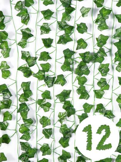 Guirlanda de hera Beebel de 1/5/12 peças, 85 pés, cerca de 75 folhas, fios de folhas artificiais de hera falsa, folhas verdes, videiras penduradas, folhas de plantas, guirlanda de jardim doméstico, fantasia de hera venenosa, rosa, rosa decorativa, estilo decorativo, decoração de jardim, planta externa, jardinagem, flores artificiais