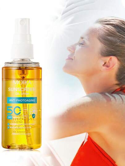 1pc Sunscreen Spray Oil Mist - Anti-Photoaging Waterproof Face & Body UV Protection For Outdoor, Non-Greasy Moisturizing Sunscreen For Sunbathing, Beach, Fishing