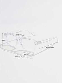 1 件装男士复古方形小框金属耳钉休闲装饰纯色玻璃眼镜，时尚日常佩戴眼镜配件 - 無色 - 查看 3