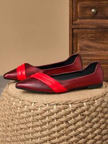 Women's Pointed Toe Fashion Purple, Light Brown, Pink Bowknot, Red High-End, Green Casual Daily, Black Flats Shoes For Spring & Autumn