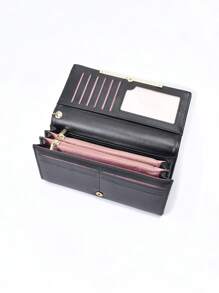Women's Long Solid Snap Fastener Wallet Super Capacity Clutch Purse Multi-Slot Foldable Wallet Money Wallet Purse Wallet Long Wallet Wallet Keychain Wristlet Wallet
