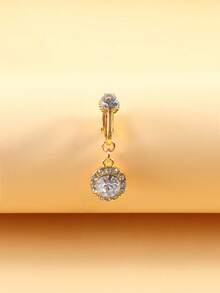 1pc Fake Navel Ring For Clubbing, Belly Button Piercing - Round Cake Golden - View 1