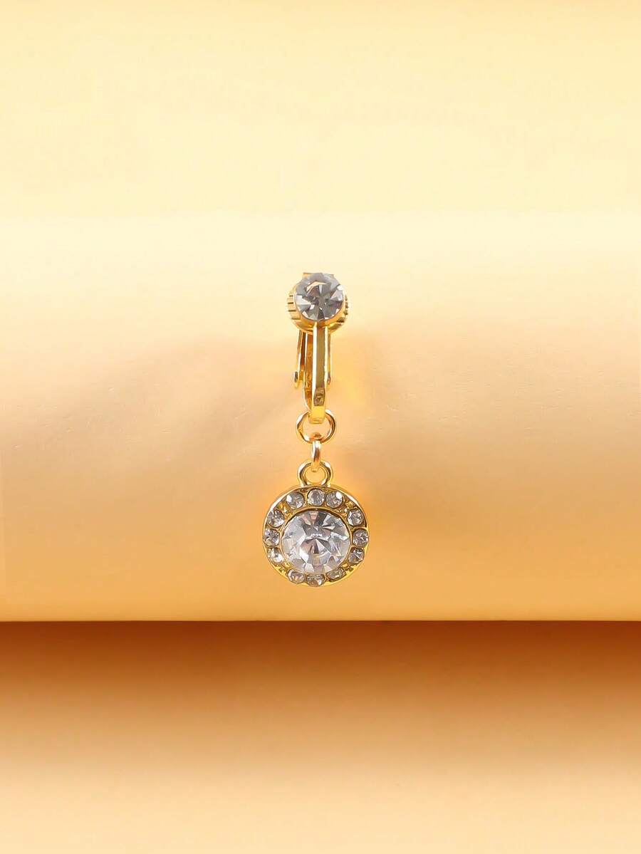 1pc Fake Navel Ring For Clubbing, Belly Button Piercing - Round Cake Golden - View 1