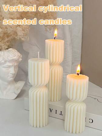 1/6 件北欧风格高端螺旋图案圆柱香薰蜡烛，浪漫晚餐，家庭聚会，餐桌仪式，婚礼装饰蜡烛礼物