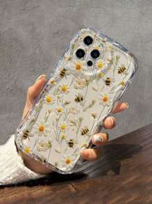 Funda de teléfono con flores, pequeñas margaritas y borde crema que ofrece protección contra golpes, compatible con Apple 16/15/14/13, Pro Max X XR, Galaxy S25/S24/S23, Xiao Mi 14T/13T/12T, Redmi Note 13/12, Honor