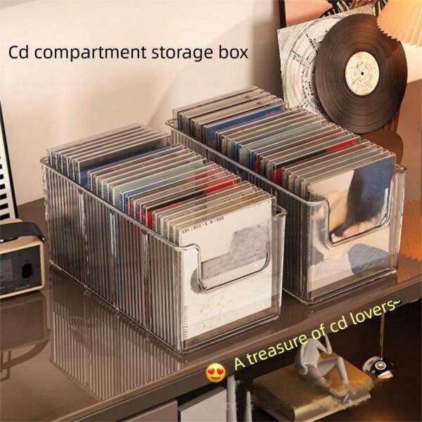 1 pièce Étagère à CD, verticale, multi-compartiments, organisation classée pour les collections d'albums, rangement pour les disques vinyles, les cassettes et le support d'affichage CD. Meuble d'affichage Boîte acrylique Boîte d'affichage acrylique