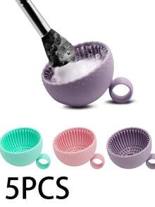 硅胶擦洗垫、带吸盘的硅胶刷垫、粉扑刷垫、化妆刷清洁垫、美容刷清洁工具、便携式擦洗垫、多用途清洁垫、可分区清洗、壁挂式吸盘设计