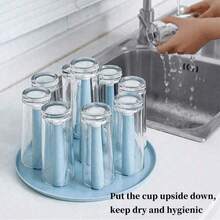 1 pieza Estante giratorio con 4/9/12 postes desmontables y bandeja para encimera, escurridor de taza de escritorio para el hogar, soporte de secado de vasos, organizador de almacenamiento de botellas para casa, bar, club y fiestas