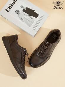 DESAI Men's Fashion Lace-Up Casual Shoes, Soft Sole & Suede Leather, Breathable, Versatile - Brown - View 2