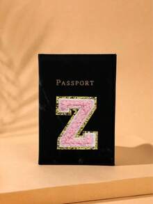 1pc A-Z Letter Travel Passport Holder, PU Material Map Pattern Passport Cover, Pink Color Passport Case, Business Travel Passport WalletFor Travel For Flight Lightweight - Black - View 26