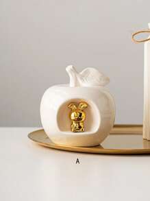 1 Peça Ornamento Cerâmico em Formato de Maçã, Branca, Decoração de Estilo Criativo e Luxuoso, Adequada para Celebração de Festas, Escritório, Quarto, Sala de Estar, Casa, Decoração de Feriado
