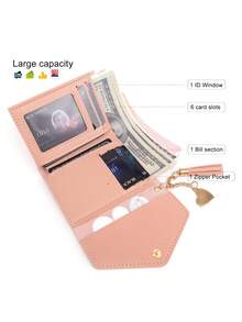 MIYIN Burgundy Bag Charry Red Bag Wine Red Bag,Small Wallet Coin Pocket Small Wallet Double Fold Women's Wallet Mini, Women's Fashionable Wallet, With Multiple Card Slots And ID Card Window, Very Suitable For Outdoor, Travel And Returning To School Gift Bag Present For Women Wallet Purse Wallet Small Wallet - Burgundy - View 8