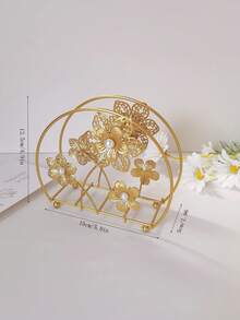 1 pieza Soporte de toalla de papel con estilo europeo de peluca de hierro, soporte de pañuelo de tela Luxurious, portavasos minimalista con pelusa Lux - Dorado - Ver 9