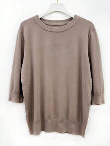 女士精致高领中袖针织毛衣上衣，时尚优雅宽松款式，适合春秋季节 - 玫瑰棕 - 查看 5