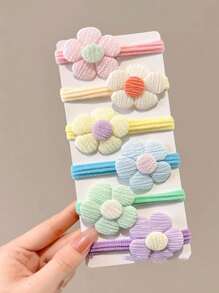 2PCS Girls Hair Ties With Floral Bow Decor, Pastel Candy Colors High Elasticity Hair Bands For Ponytails, Soft Terry Cloth Scrunchies|Hair Rings For Home, Travel, Party, Vacation Rubber Bands &Hair Accessories ,Colors Randombathroom Decor Summer