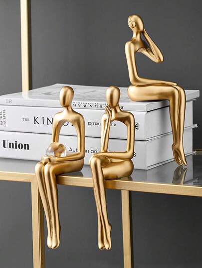 1pc Fashionable Gold Zig-Zag Metal Bookshelf Decor, Suitable For Home And Office Use. It Is A Modern Luxury Decorative Item, Room Decor, And Can Be Used For Decoration All Year Round. It Is An Ideal Gift Choice, Especially For Birthday Gifts.