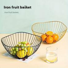 1PC Gold/Black Wire Fruit Basket – Rustproof Mesh Decorative Bowl For Kitchen Counter, Dining Table, Living Room Storage & Modern Home Decor - Multicolor - View 2