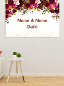 1pc Custom Personalized Wedding Background Cloth, Party & Photo Shooting Decoration Banner With Star & Rose Pattern