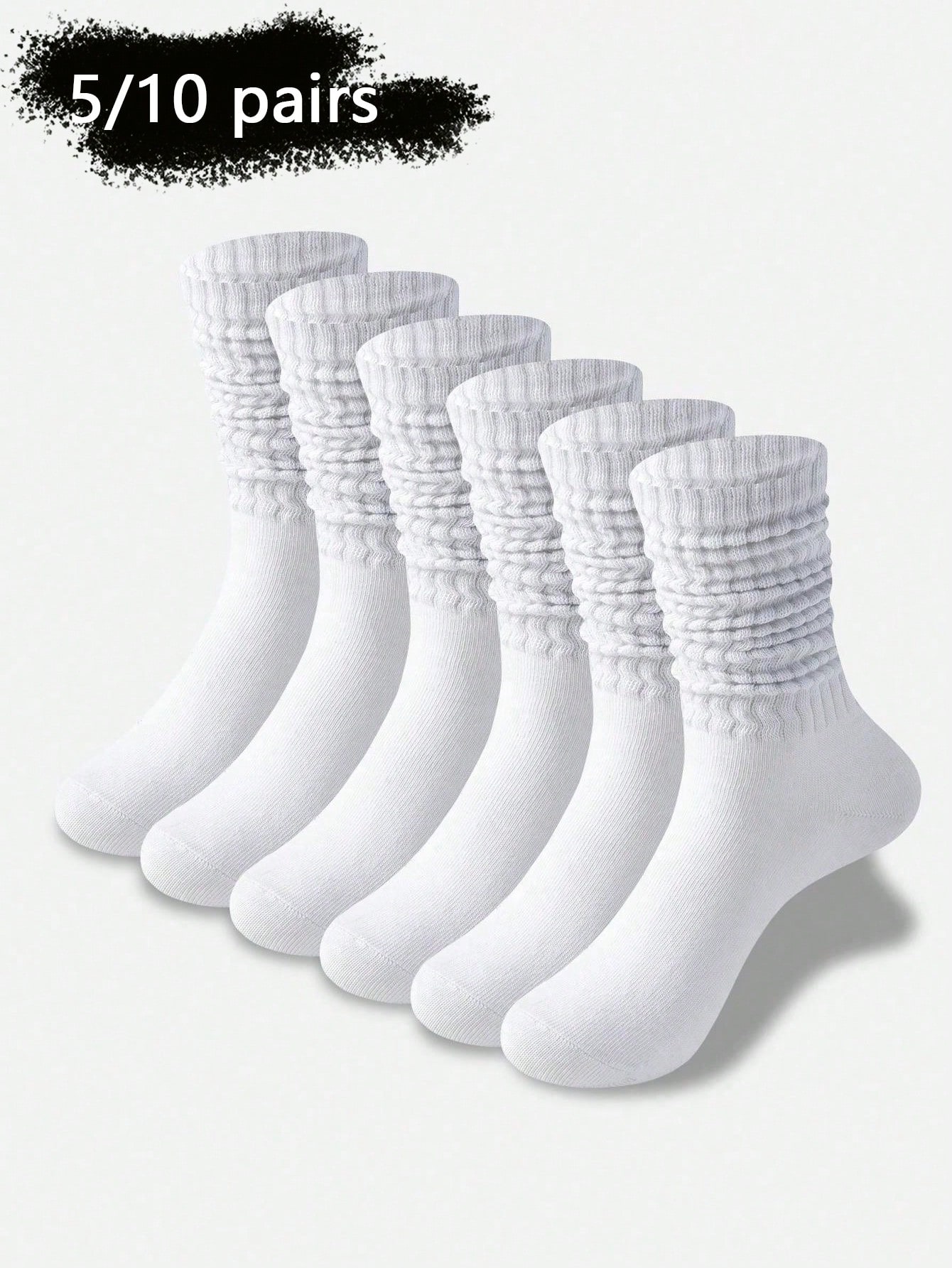 1/5/10 Pairs Women's White Fashionable Bubble Pile Socks, Comfortable, Breathable, Classic, European Style, Casual Mid-Calf Socks, Suitable For Canvas Shoes And Sneakers, Fall