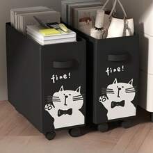 Panier de rangement mobile sous le bureau - panier de rangement multifonctionnel, essentiel pour l'organisation d'un bureau mobile, avec un motif mignon de chat - organisateur sous la table avec roulettes, panier en plastique pour fournitures de bureau pour la maison, l'espace de travail et l'école, pour la rentrée des classes